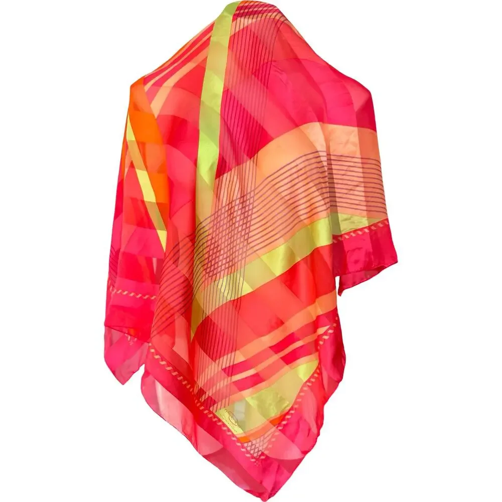 Vintage Oscar by Oscar de la Renta Silk Color Block Scarf NWOT 34x34